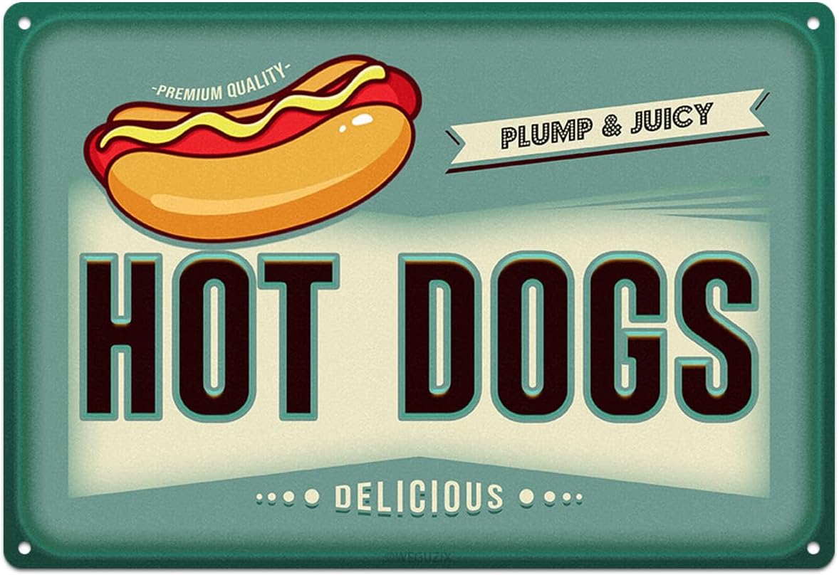 Funny Hot Dogs Metal Sign Retr - Food Snacks Corner review and price