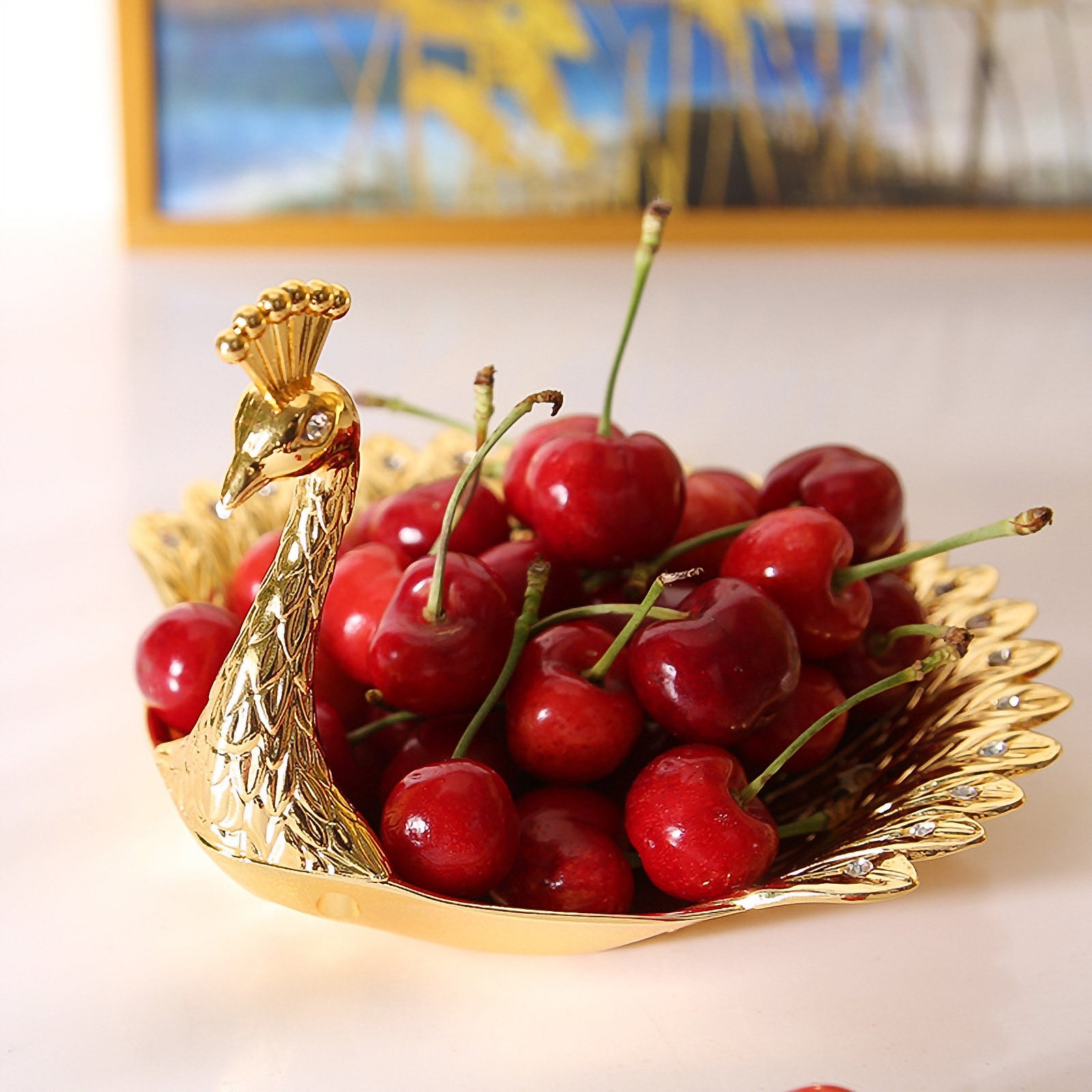 1Pcs Golden Fruit Tray Zinc Al - Zinc Food Snacks review and price