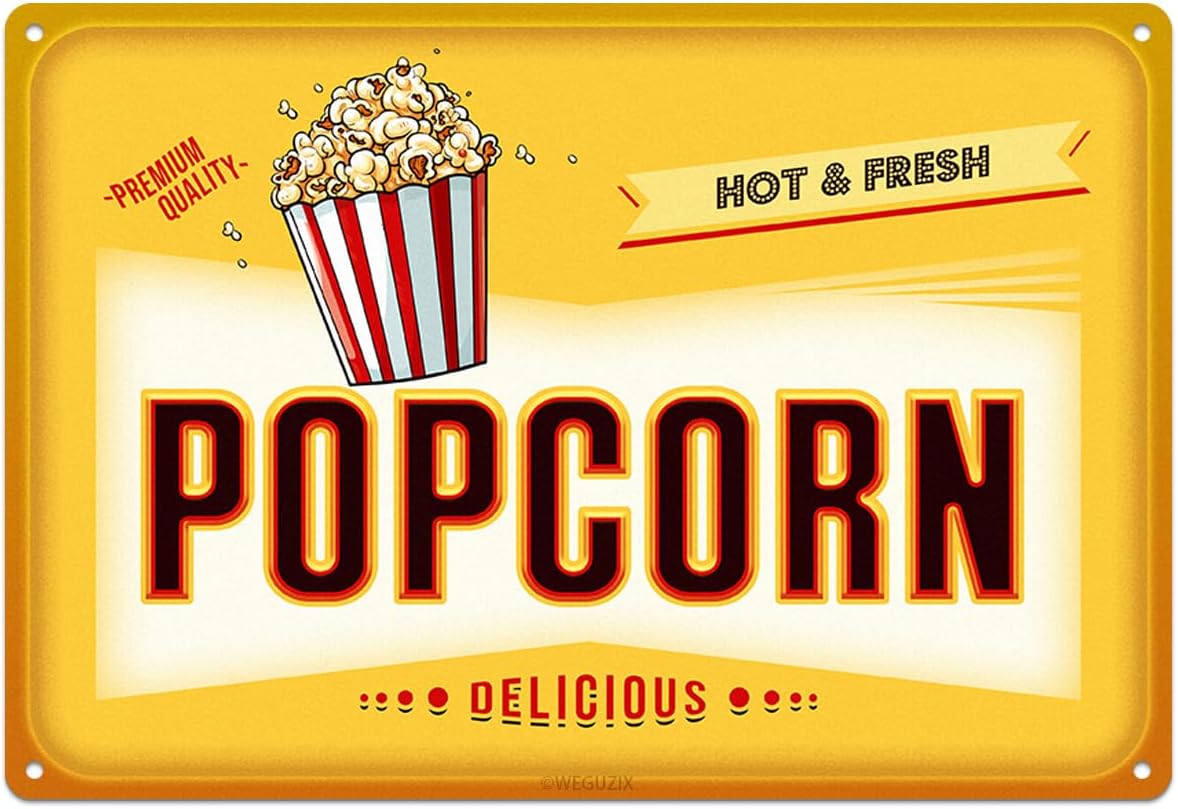 Funny Popcorn Metal Sign Retro - Food Snacks Corner review and price