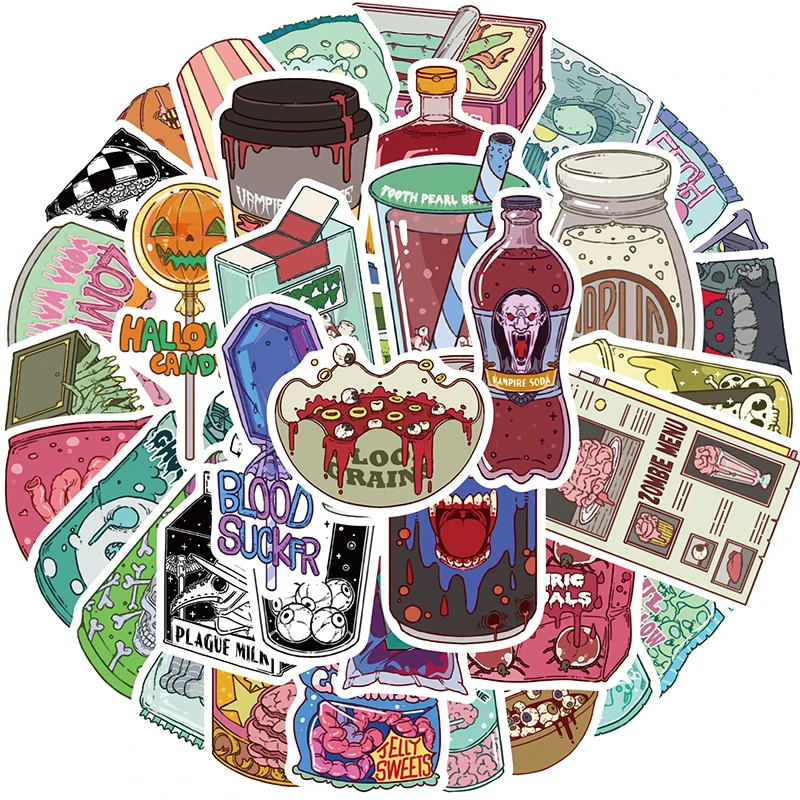 50PCS Zombie Food Stickers Cut - Zombie Snacks review and price