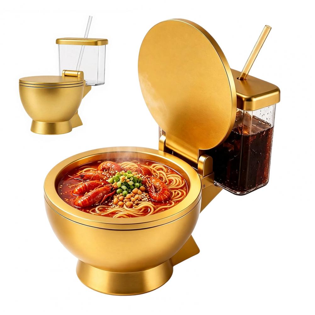 Toilet Shaped Ramen Bowl Set,  - Food Snacks Drinks review and price